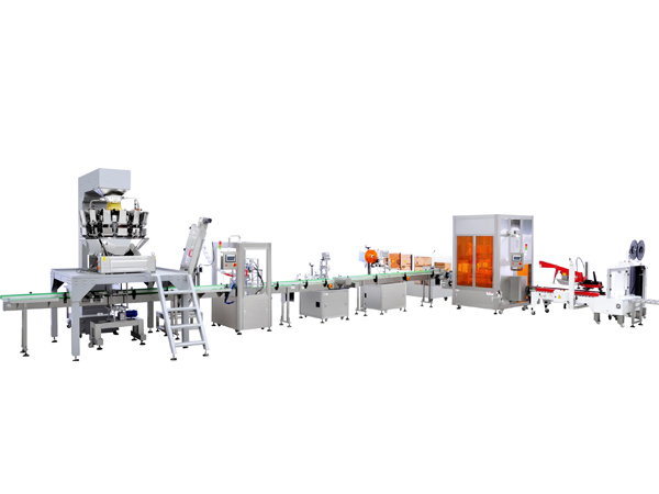 薯片称重灌装旋盖贴标装箱线